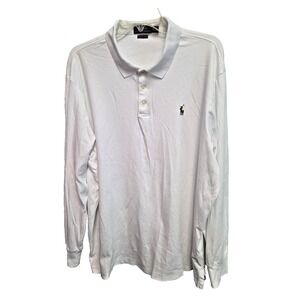 Polo Ralph Lauren Mens XXL Classic Fit LS Polo Shirt White Cotton Flesh Pony